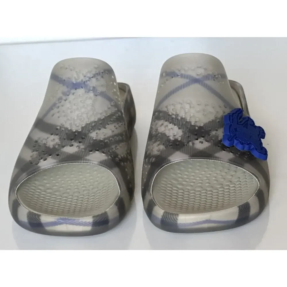 Burberry Mens Stingray Rubber Lichen IP Check Sandals 10 (43) 8088962 NIB $550